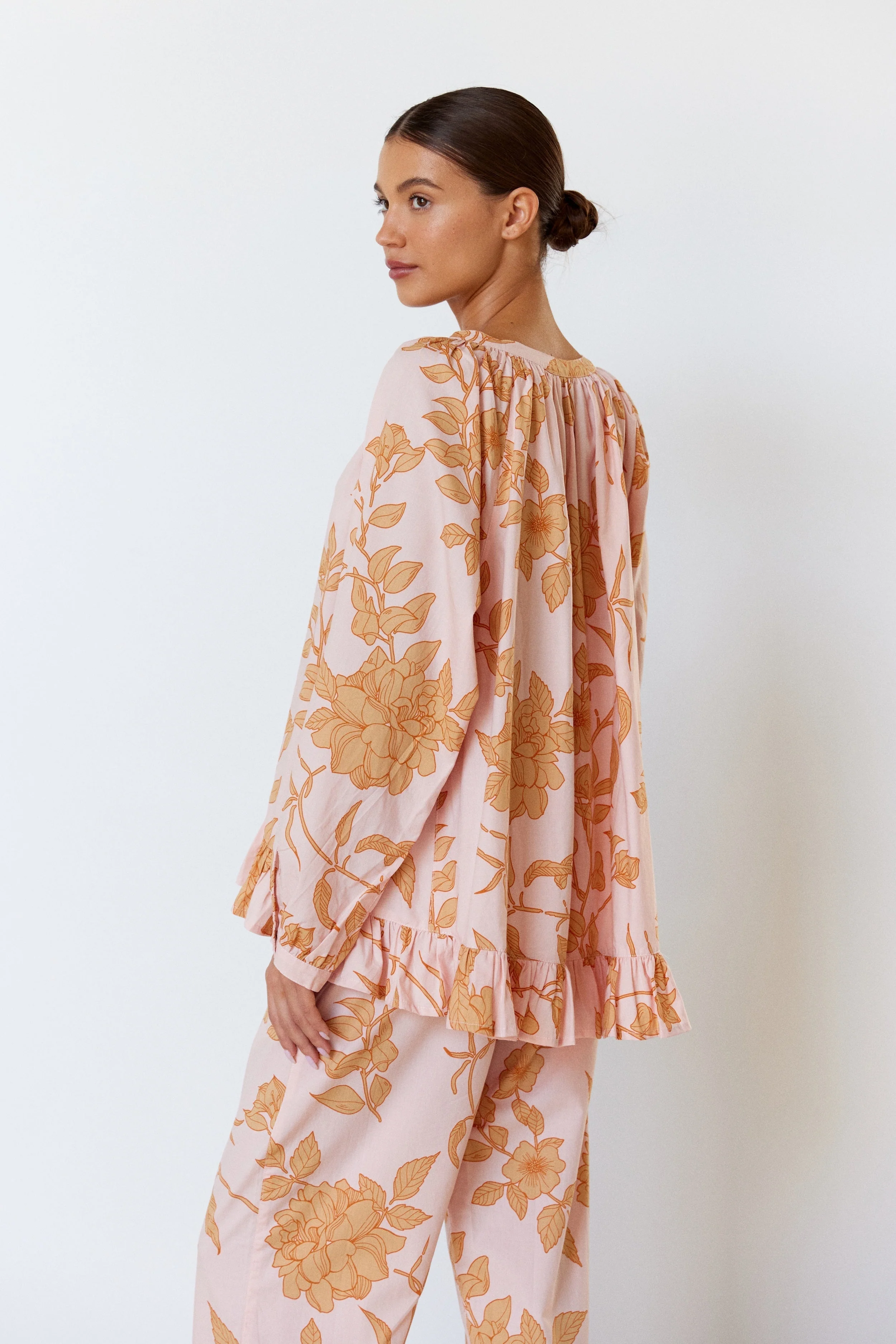 Sophie Sleep Set - Long - Cotton Modal - Romantic Floral Peach - Image 8