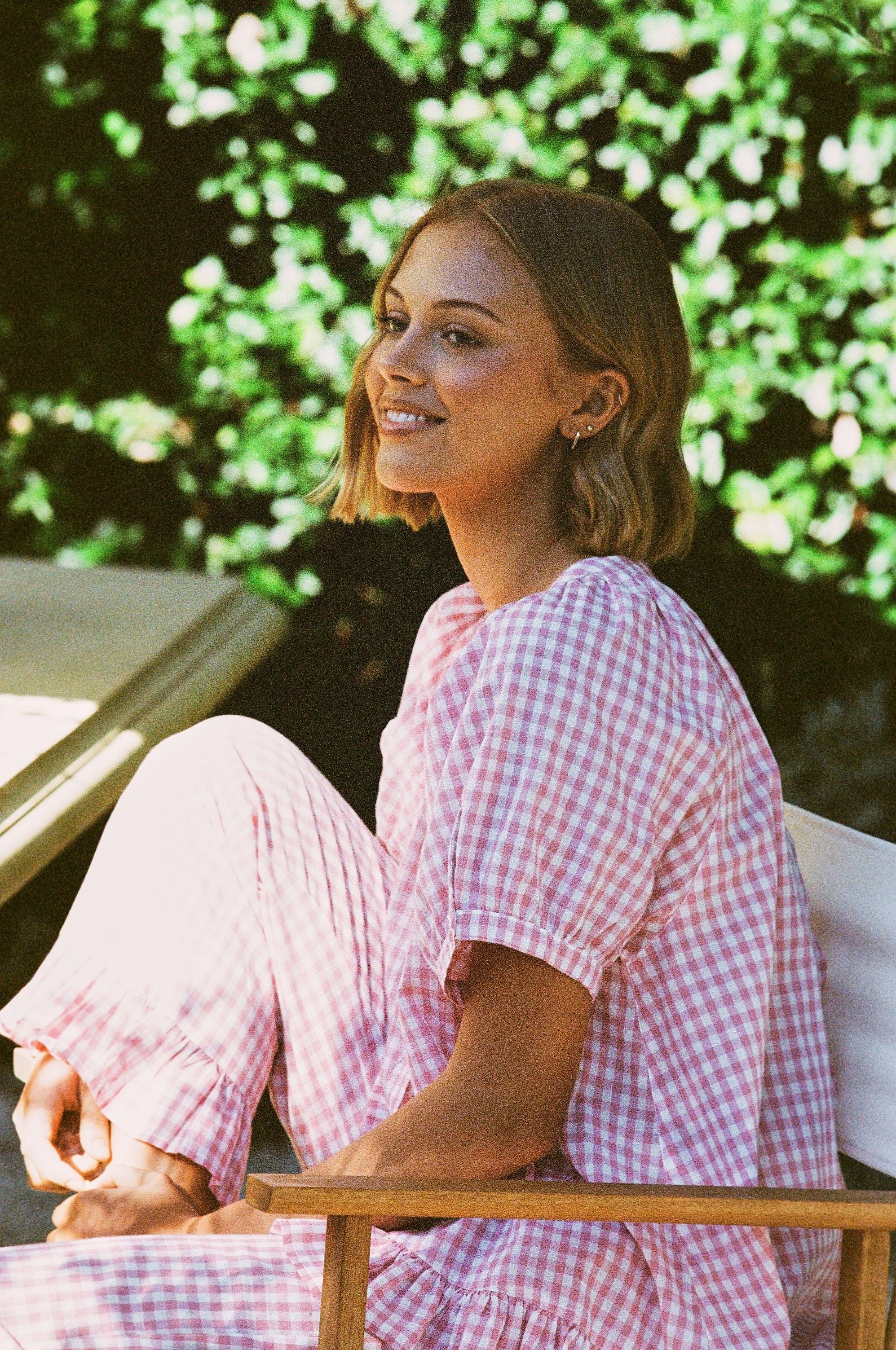 Sophie Sleep Set - Pants - Cotton - Gingham Berry - Image 10