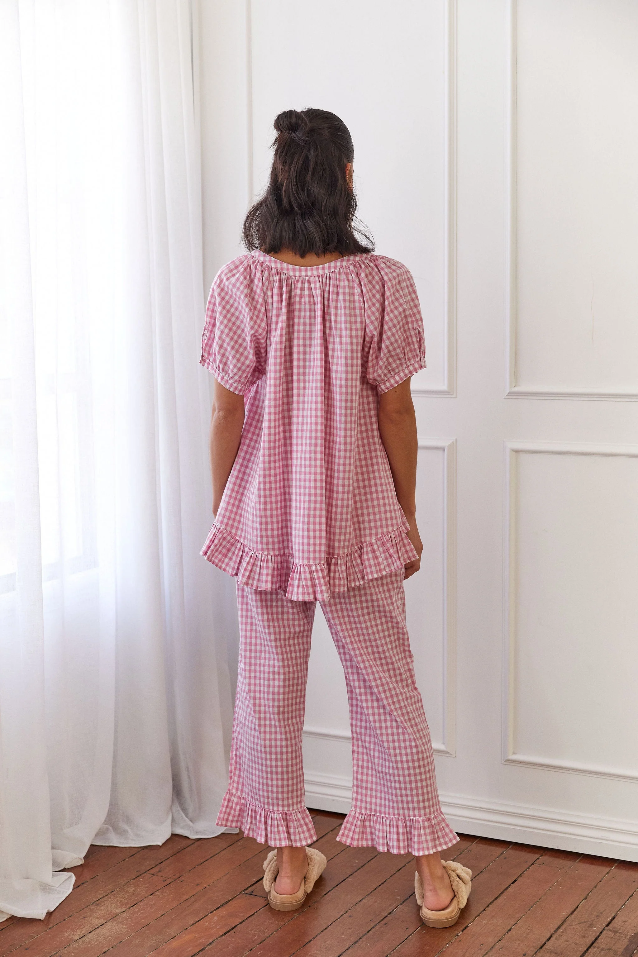 Sophie Sleep Set - Pants - Cotton - Gingham Berry - Image 5