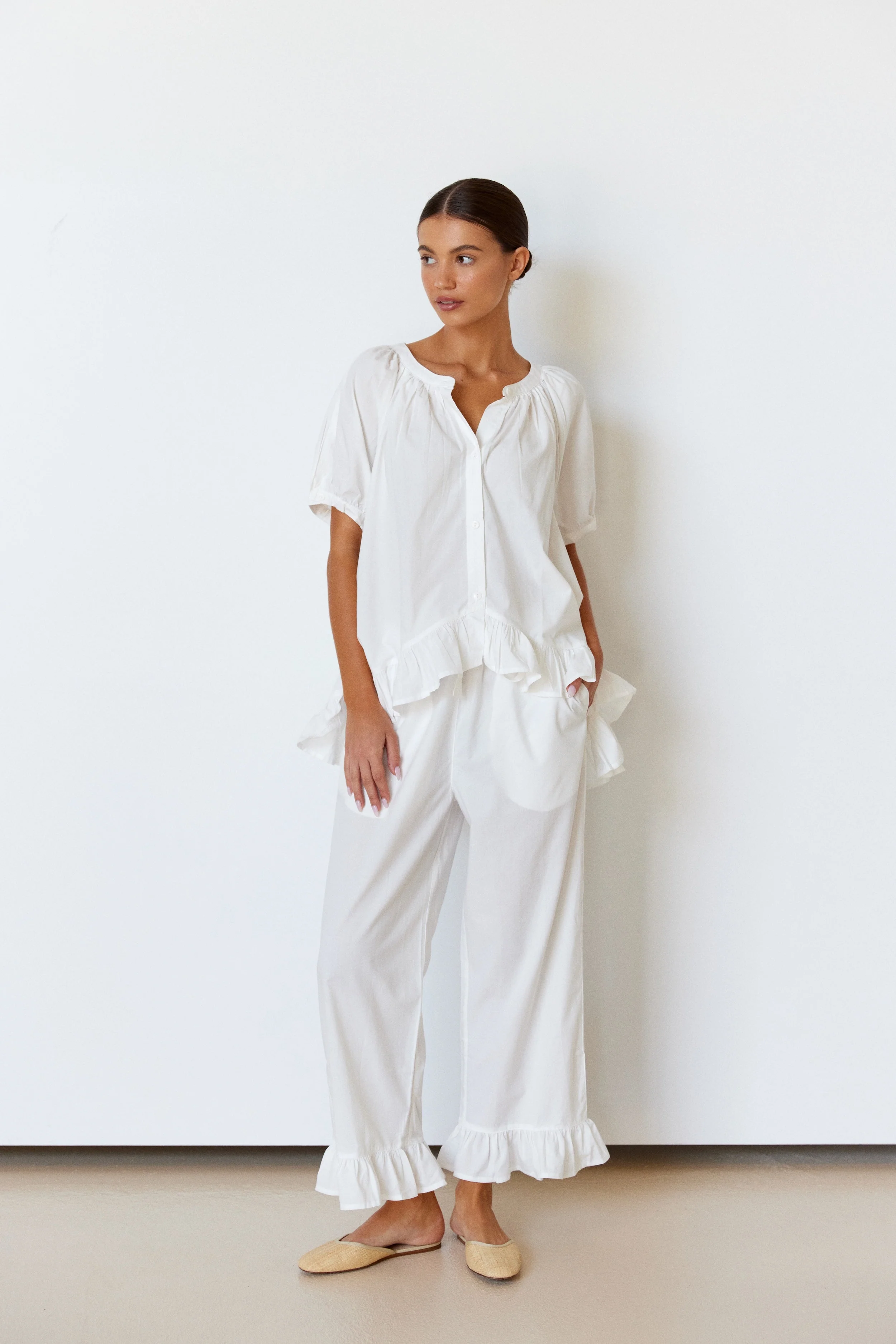 Sophie Sleep Set - Pants - Cotton Modal - Off White - Image 3