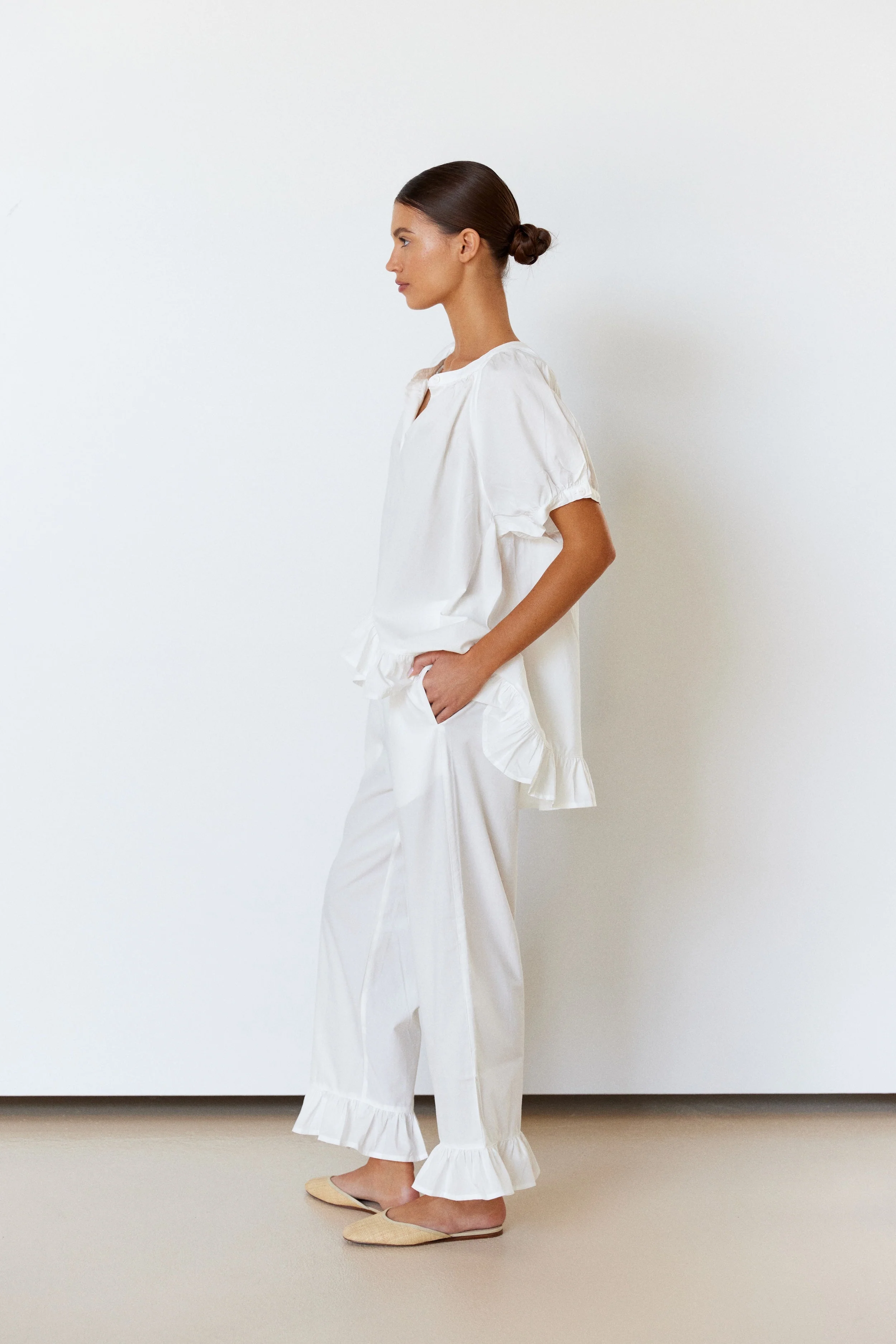 Sophie Sleep Set - Pants - Cotton Modal - Off White - Image 8