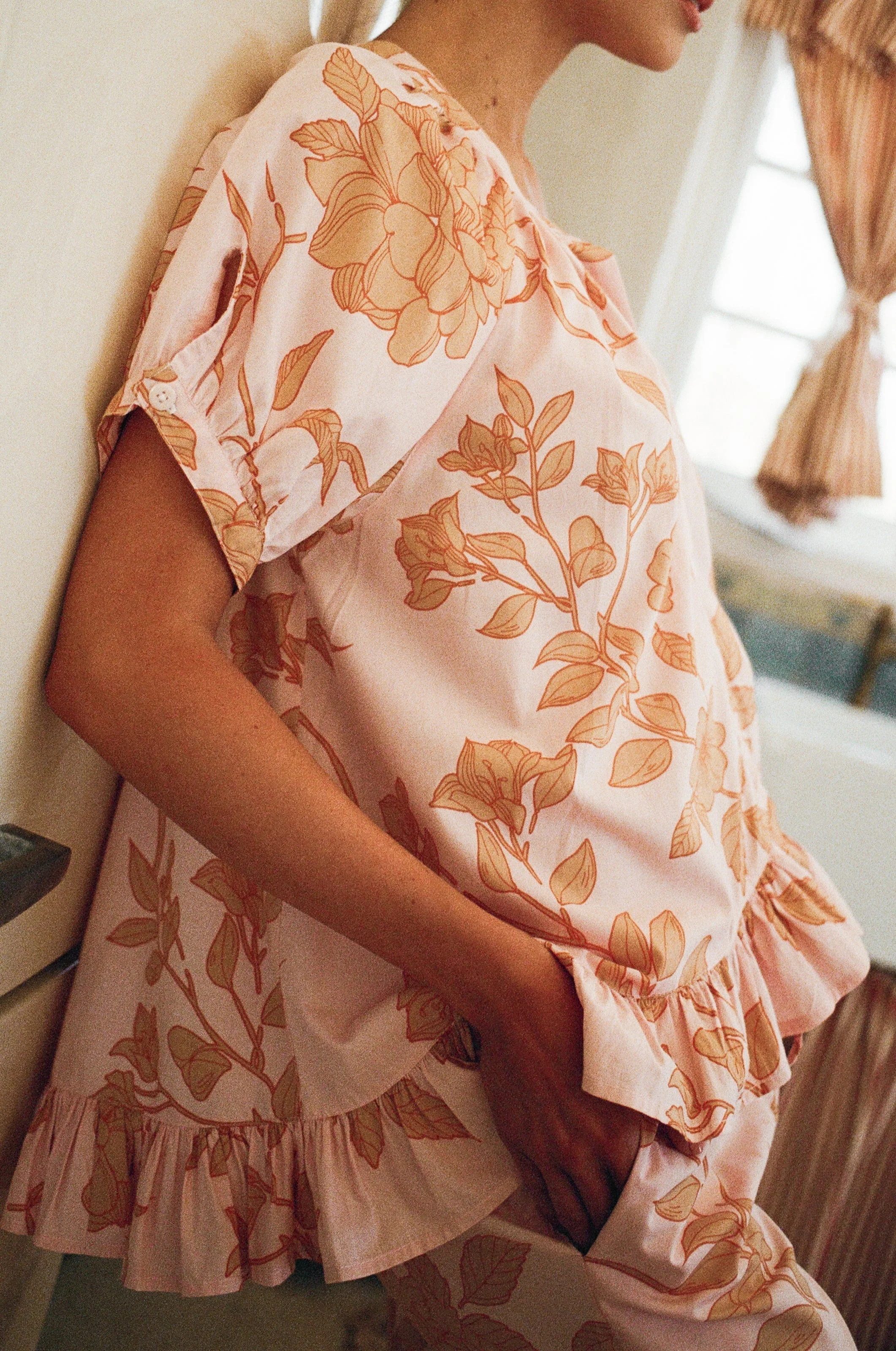 Sophie Sleep Set - Pants - Cotton Modal - Romantic Floral Peach - Image 5