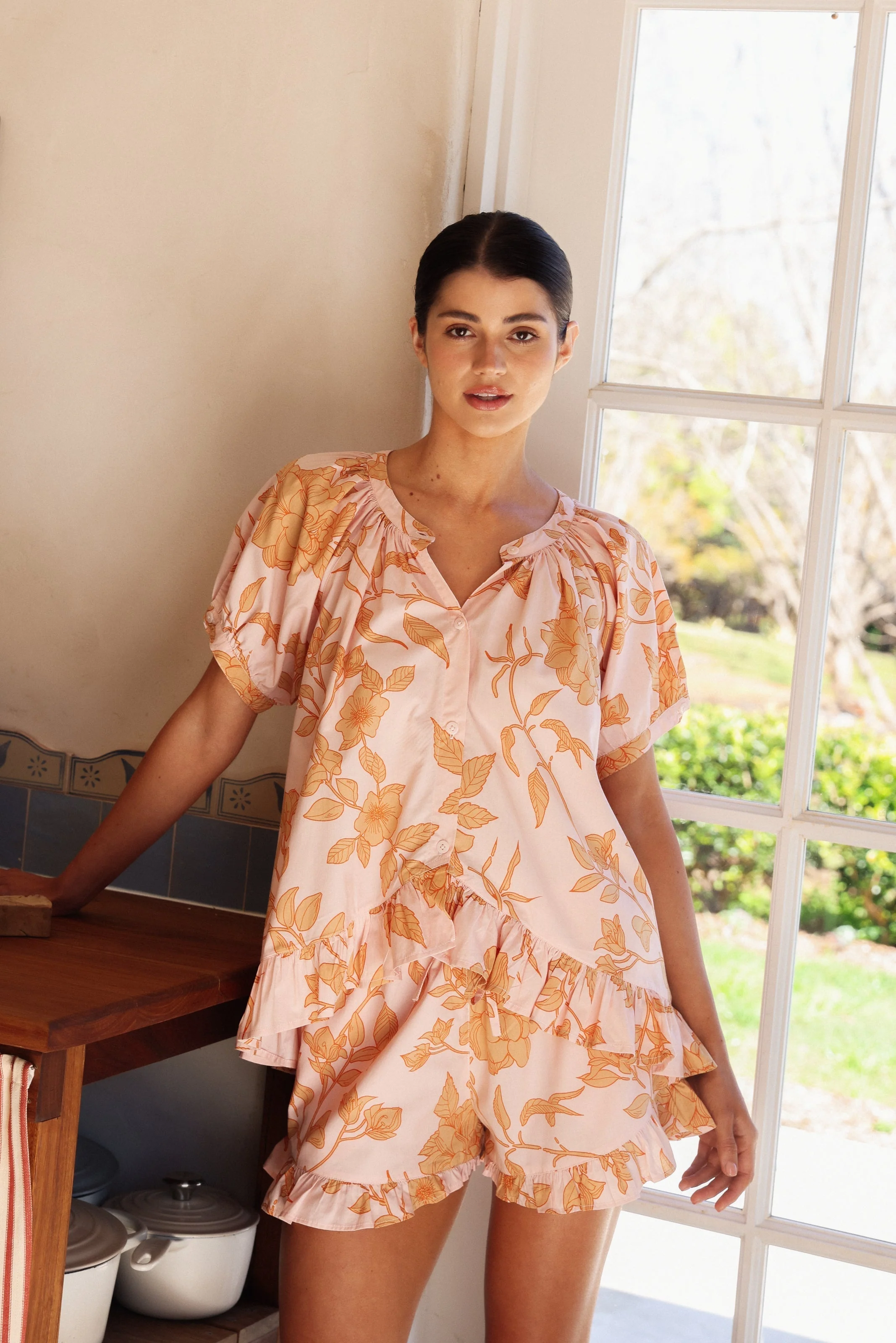 Sophie Sleep Set - Cotton Modal - Romantic Floral Peach - Image 2