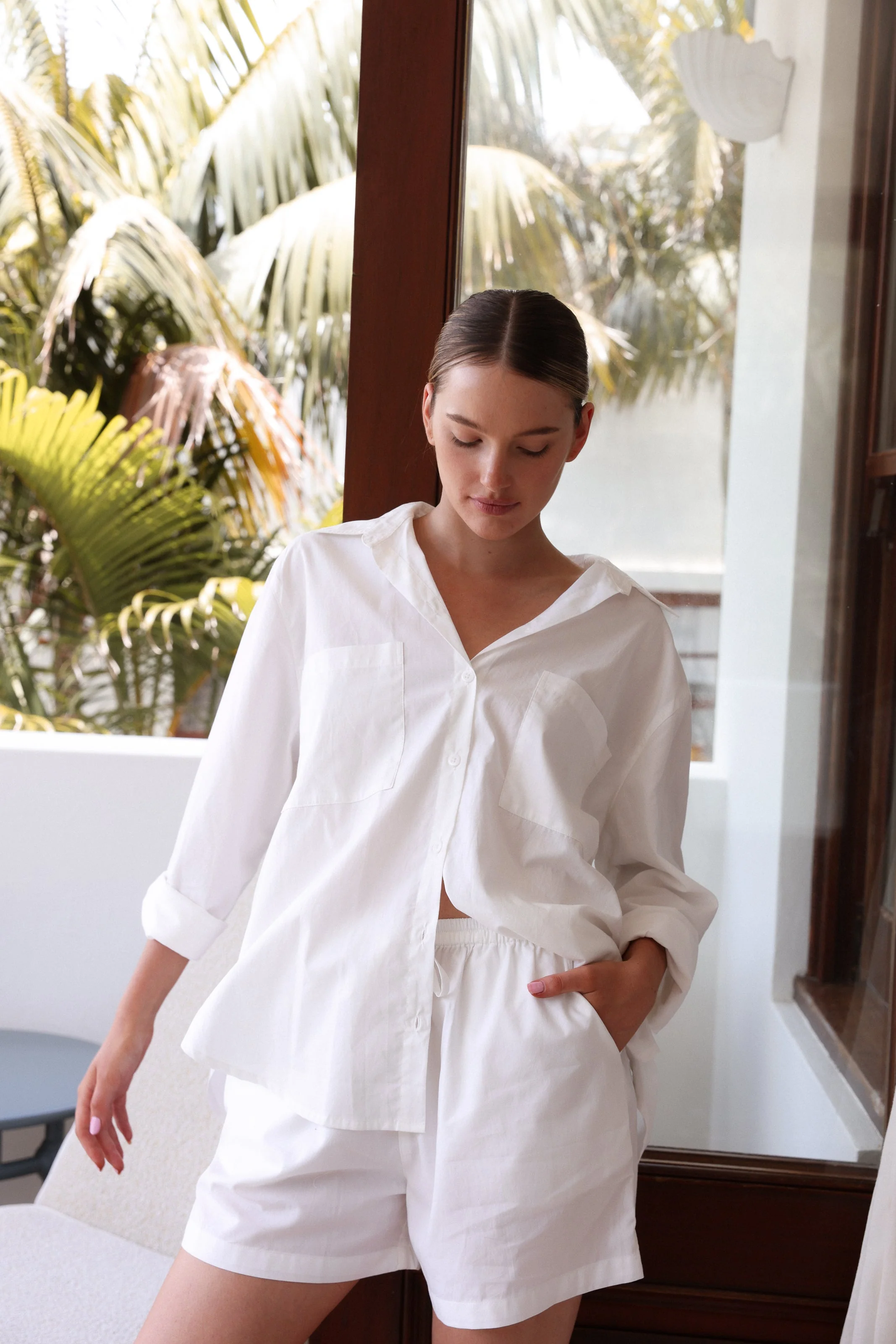 Stevie Lounge Set - Cotton Modal Off White - Image 6