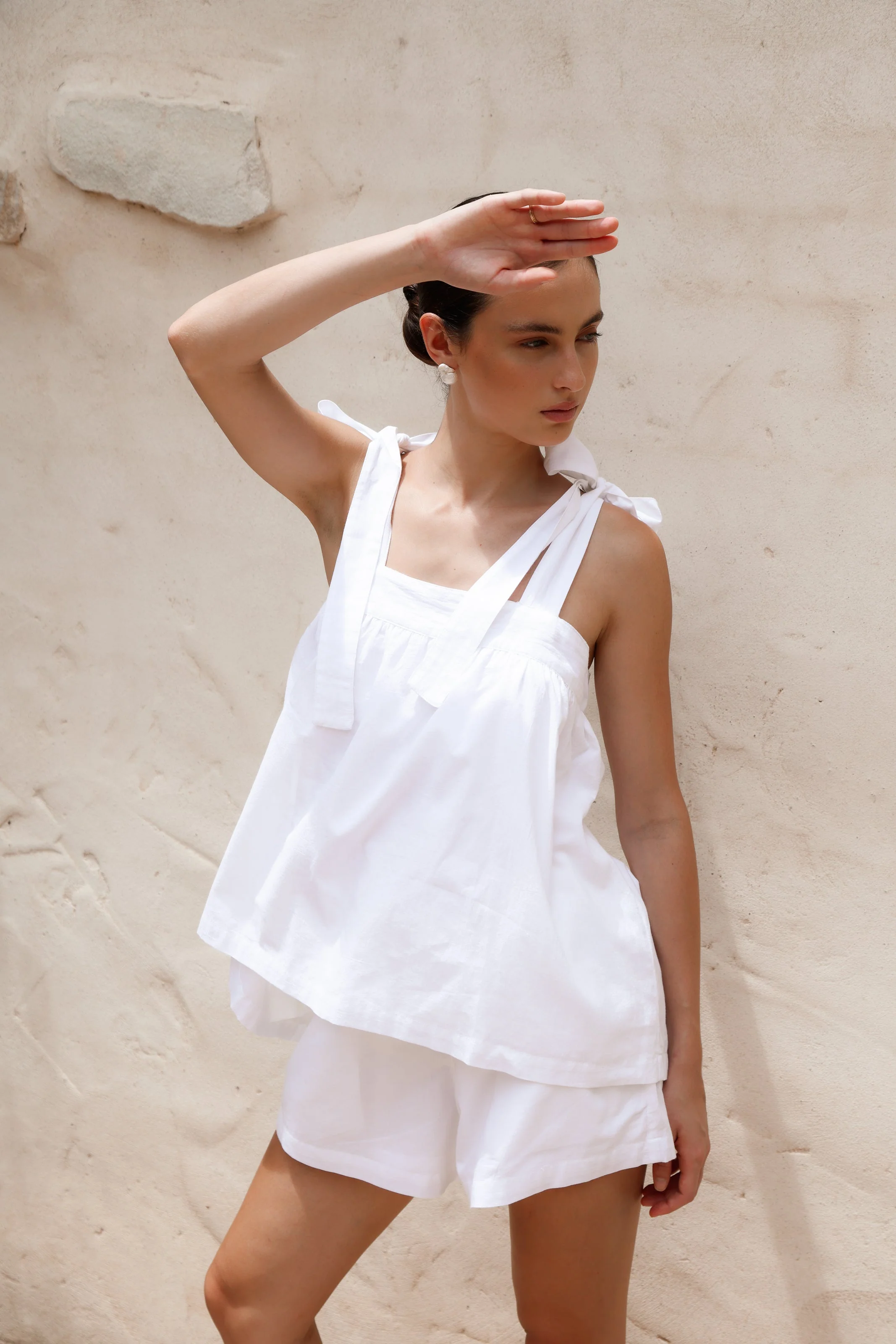 Suzie Tie Sleep Set - White Washed Cotton - Image 5